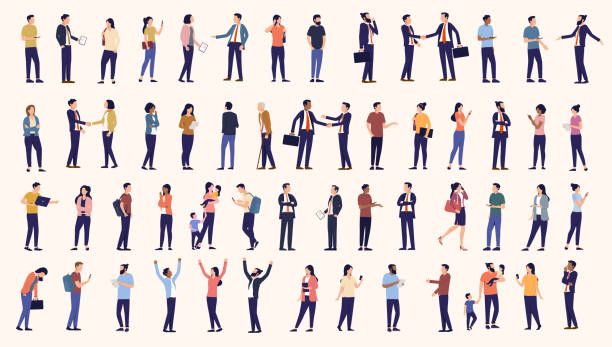 stockillustraties, clipart, cartoons en iconen met office and business people vector collection - witte boorden werker