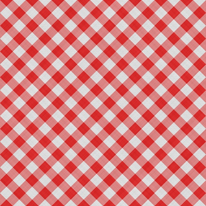 Seamless squared red-and-white tablecloth textile background. Very high resolution image with realistic texture when zoomed at 100%.  
