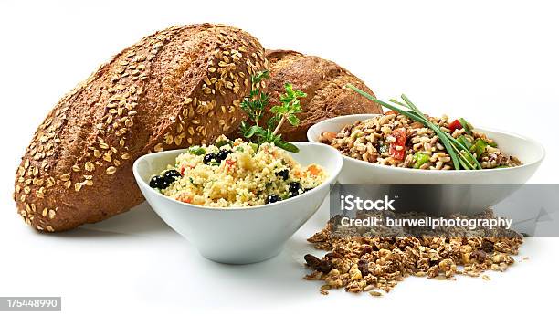Foto de Estilo De Vida Saudável Grãos e mais fotos de stock de Trigo Integral - Alimento básico - Trigo Integral - Alimento básico, Fundo Branco, Cereal
