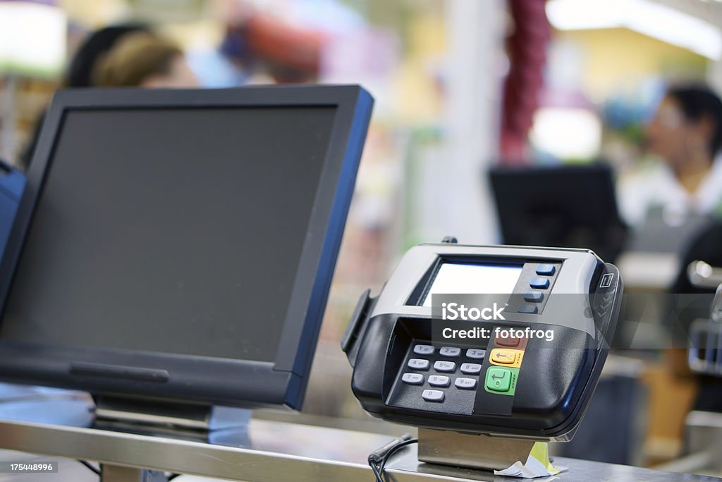 Supermercato check-out - Foto stock royalty-free di Registratore di cassa