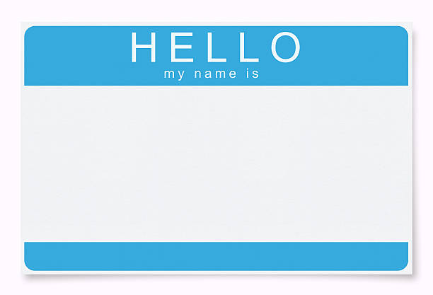 пустой именная табличка (обтравка) - hello identity name tag greeting стоковые фото и изображения