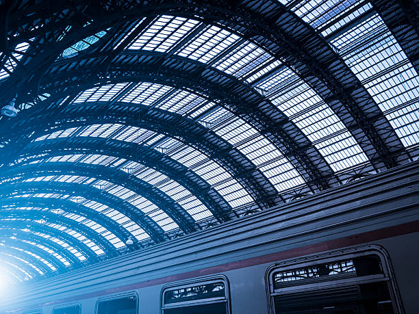 Train waiting in Milan Central Station, Italy