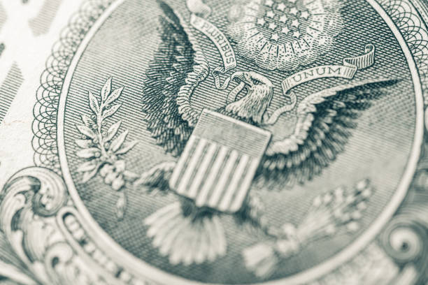 istock Macro view of 1 dollar bill. Closeup on 1 dollar banknote. 1754509341