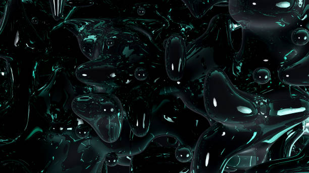 istock Abstract liquid background in dark green color with metallic textured 1754509553