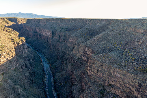 Rio Grande Gorge and Rio Grande River in Taos, New Mexico. Southwest Canyon Ravine
