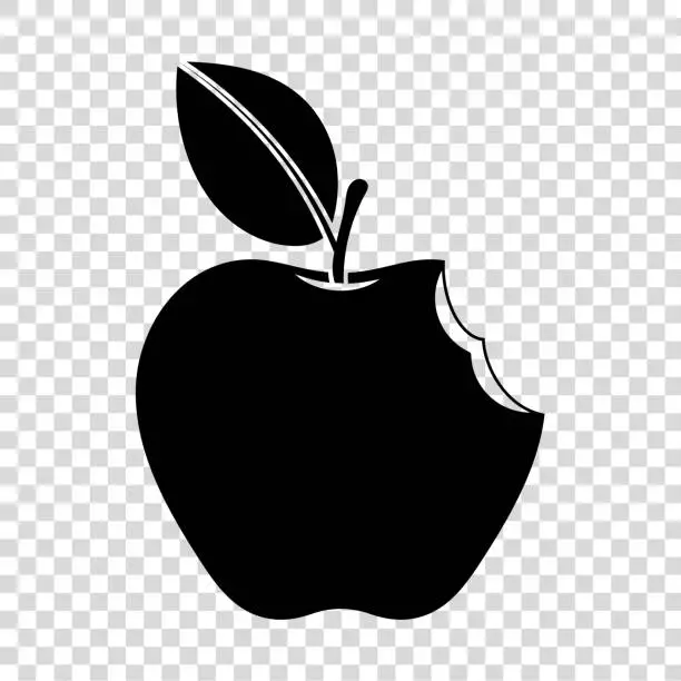 Vector illustration of Bitten apple icon.