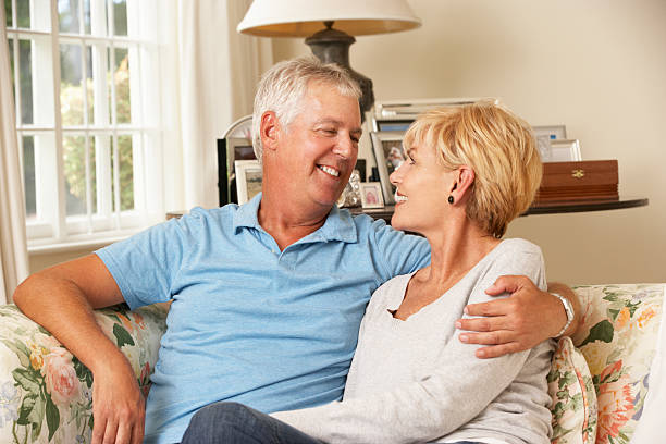 istock Mature Couple Sitting On Sofa At Home Together 175452700
