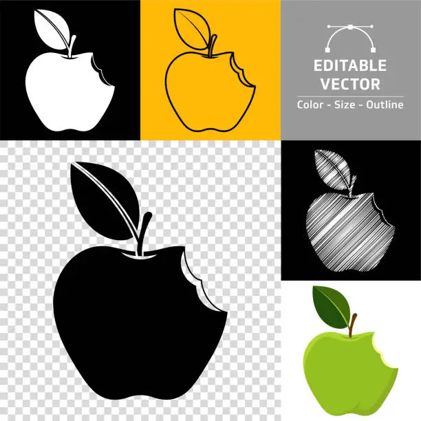 Vector illustration of Bitten apple icon.