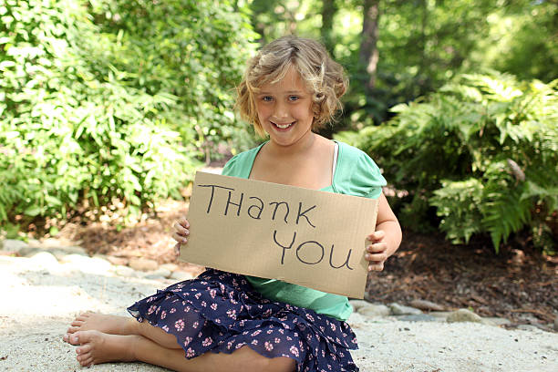 istock Little Girl with Thank You 175452923
