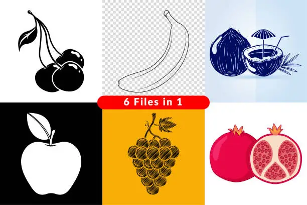 Vector illustration of Fruit icons set.