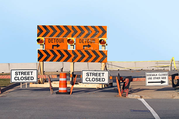 istock Street Closed, Detour Signs 175453060