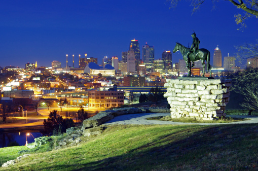 The Scout statue overlooking downtown Kansas City, MO