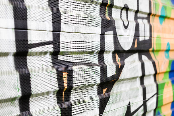 istock Detail of graffiti on noice barrier along railway. 175453618
