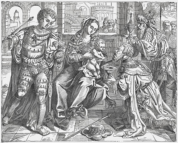 istock Adoration of the Magi, wood engraving, published c.1880 175454730