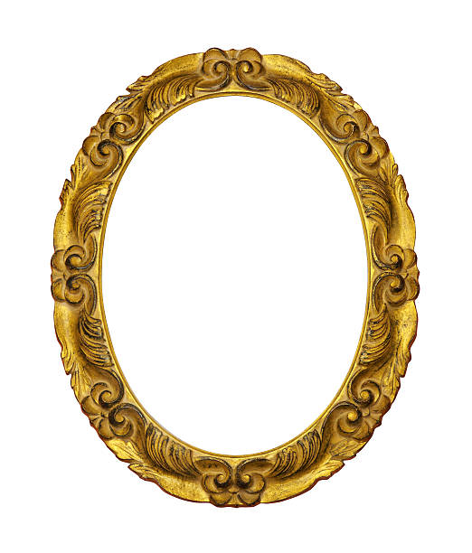 Gilded Wooden Frame "Golden oval frame, isolated on white." gold leaf metal photos stock pictures, royalty-free photos & images