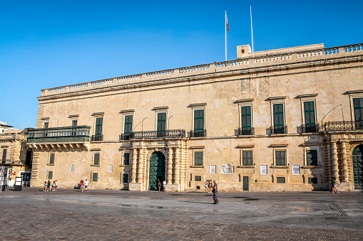 Front View Of Grandmaster Palace in Valletta, Malta