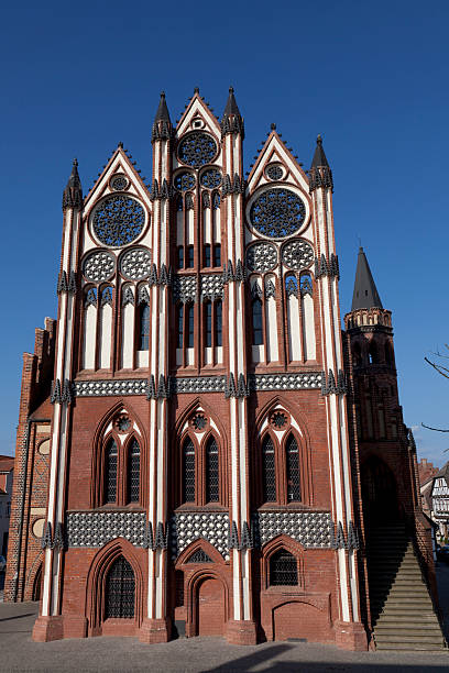 Medieval brick gothik town-hall in Tangermünde stock photo