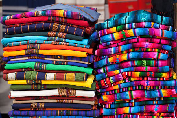 Colorful Mexican blankets stock photo