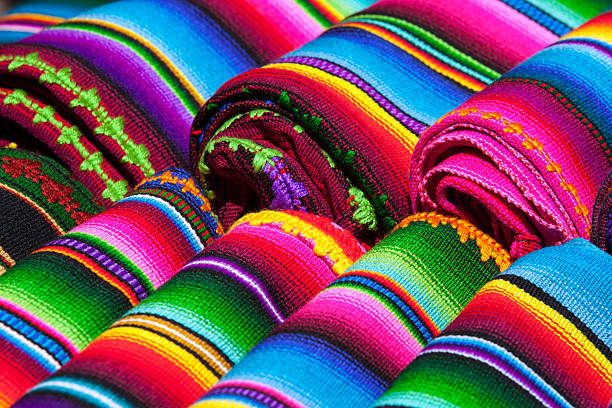 Brightly colored Mexican blankets stock photo