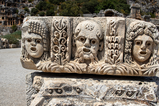 Myra Ancient City, Rocky King Tombs. Various Stone Ruins. , Antalya, Demre.