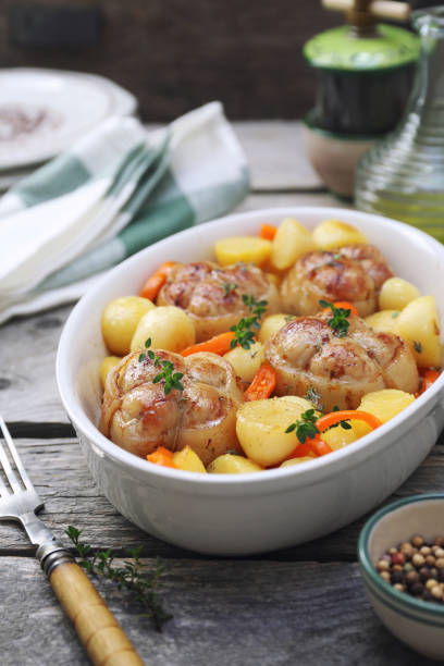 Grilled Chicken Breast with Potatoes, Carrots, Parsnips and Celery
