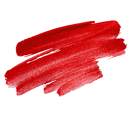 red paint brush stroke isolated on white background