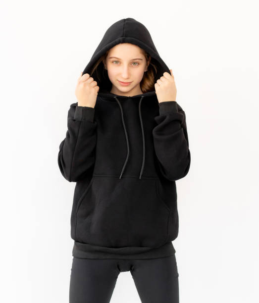 istock Cute girl in black hood 1754611084