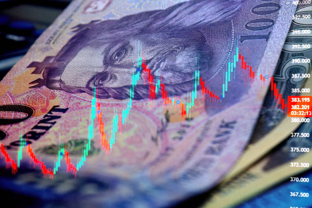 istock Hungaryan Forint with traiding charts. 1754633103
