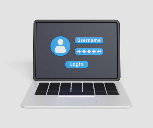 istock 3D account log in concept. User authorization, login authentication page, sign up concept. Laptop with user login page. 3d illustration 1754638354