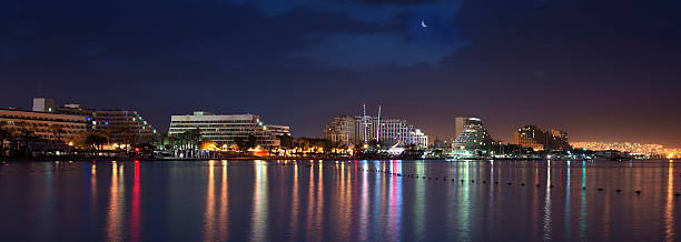 istock Panoramic view on night Eilat and the Red sea 175466330