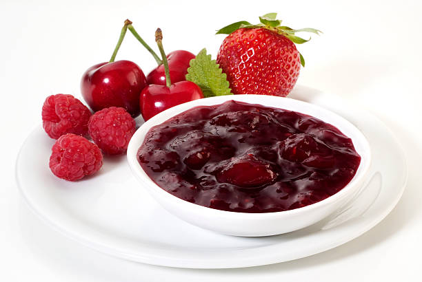 istock Jam and fresh fruits(+clipping path) 175467148