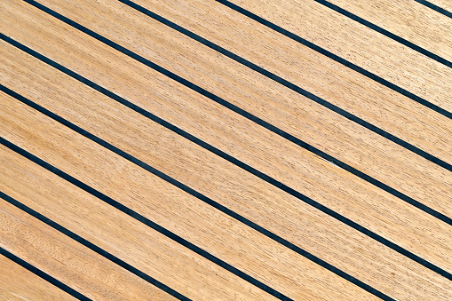 Teak floor on the yacht.