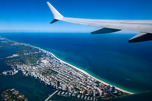 View from Airplane of Miami Beach, Florida