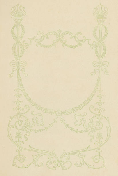 Rectangular retro frameworks and texture on a piece of parchment. Art Nouveau style. A3 page proportions.