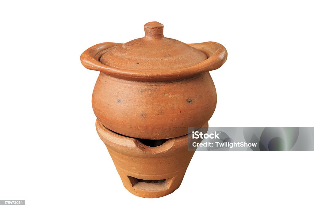 Isolado fogão e Pot - Foto de stock de Antigo royalty-free