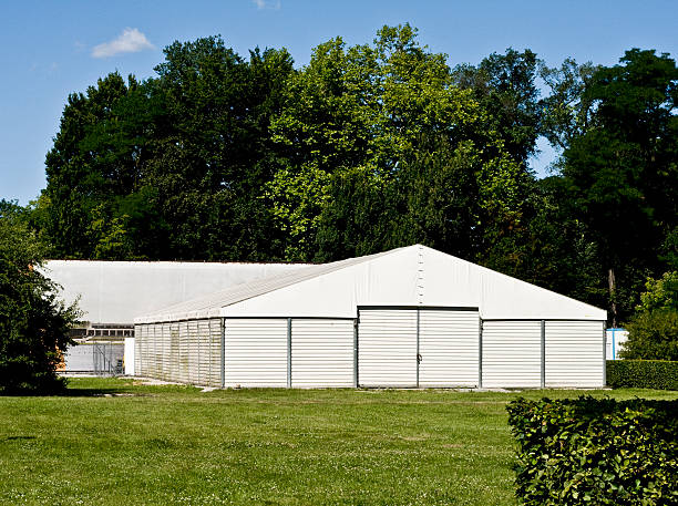 Big tent in public place stock photo