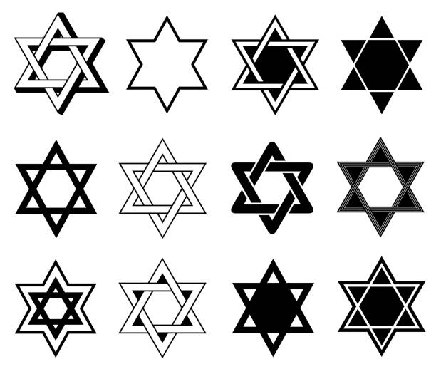 Collection of different Star of David illustrations Collection of different Star of David illustrations isolated on white magen david adom stock illustrations