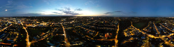istock Aerial View of Illuminated British Town 1754742867