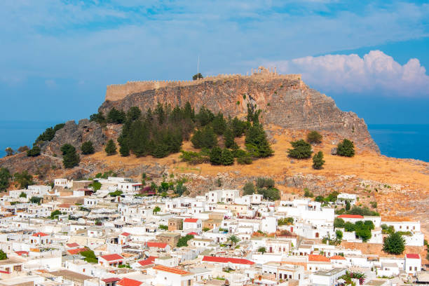 istock Lindos acropolis over old town, Rhodes island, Greece 1754748949