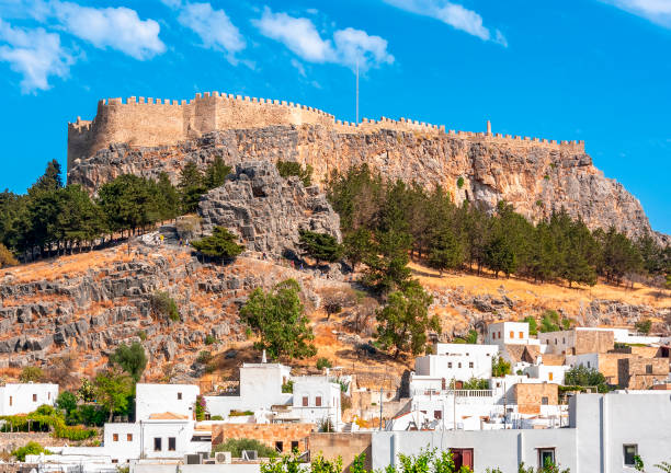 istock Lindos acropolis over old town, Rhodes island, Greece 1754748957
