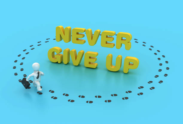 istock Cartoon Business Character with Never Give Up Phrase 1754753332