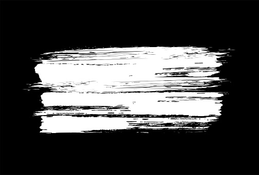 Grunge white brush stroke on black background. Can be used as brush. Vector illustration. EPS10