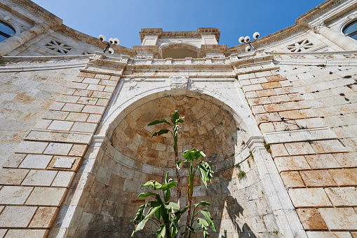 Saint Remy Bastion, a building built in classic style between 1896 and 1902 on the old city's medieval bastions. Cagliari. Sardinia island. Italy.