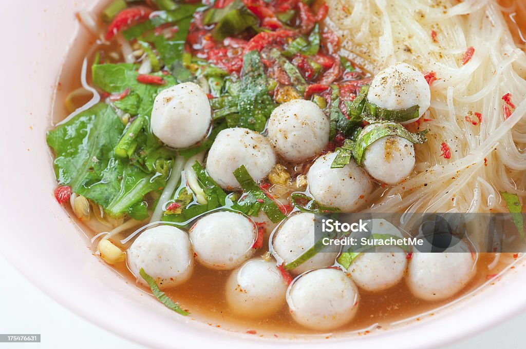 Spicy noodle with fish ball Animal Digestive System Stock Photo