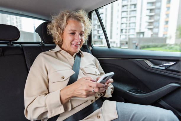 istock Woman in Transit, Embracing Cab Commute 1754781661