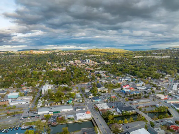Photo of Early afternoon autumn aerial photo view of Ithaca New York.