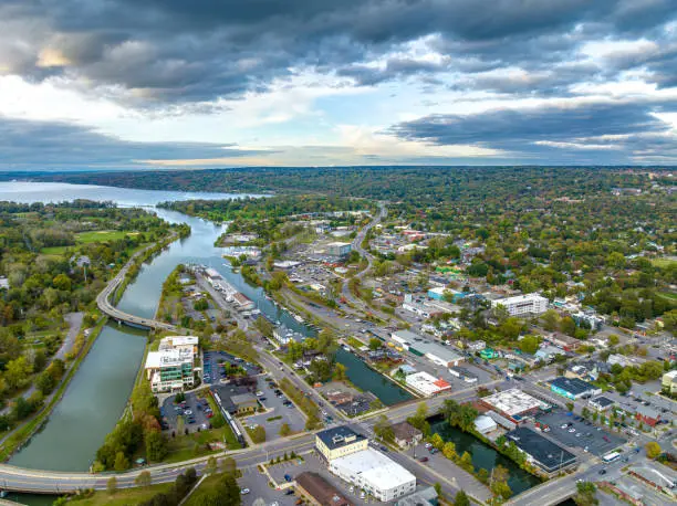 Photo of Early afternoon autumn aerial photo view of Ithaca New York.