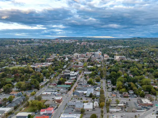 Photo of Early afternoon autumn aerial photo view of Ithaca New York.