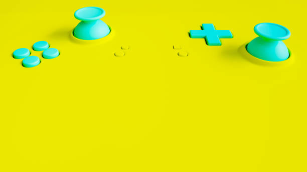 istock Green video game controller with blue buttons and analog sticks on top, 3d rendering 1754803565