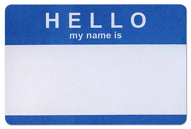 Photo of Blue Hello sticker template in white background